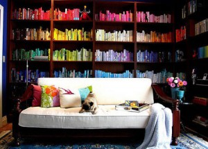 Home Library organized by color